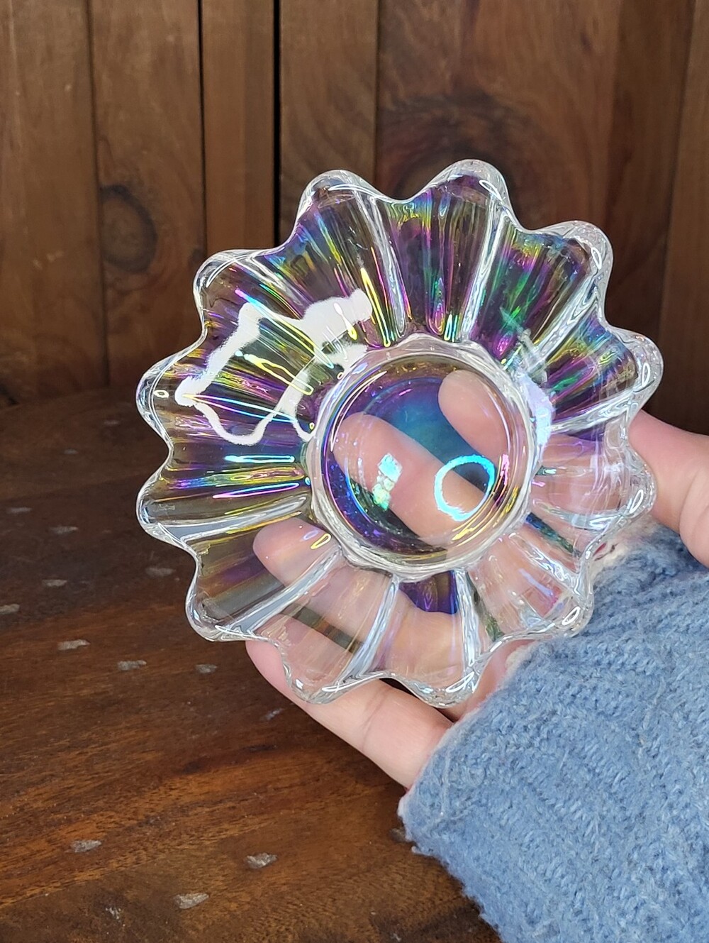 Carnival Glass Flower Dish